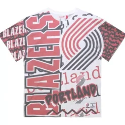 Men Mitchell & Ness T-Shirts & Tops-Jumbotron 2.0 Sublimated Ss Tee Portland Trail Blazers