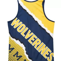 Men Mitchell & Ness T-Shirts & Tops-Jumbotron 2.0 Sublimated Tank University Of Michigan