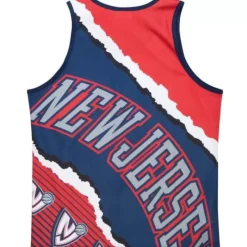 Men Mitchell & Ness T-Shirts & Tops-Jumbotron 2.0 Sublimated Tank New Jersey Nets