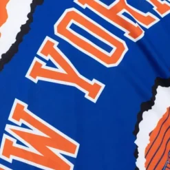 Men Mitchell & Ness T-Shirts & Tops-Jumbotron 2.0 Sublimated Tank New York Knicks
