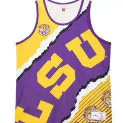 Men Mitchell & Ness T-Shirts & Tops-Jumbotron 2.0 Sublimated Tank Louisiana State University