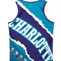 Men Mitchell & Ness T-Shirts & Tops-Jumbotron 2.0 Sublimated Tank Charlotte Hornets