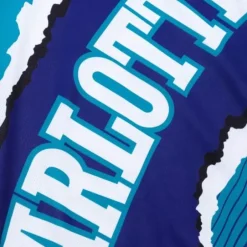 Men Mitchell & Ness T-Shirts & Tops-Jumbotron 2.0 Sublimated Tank Charlotte Hornets