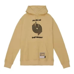 Men Mitchell & Ness Hoodies & Sweatshirts-Khaki Black Hoodie Portland Trail Blazers