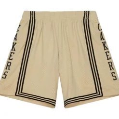 Men Mitchell & Ness Shorts-Khaki Black Swingman Los Angeles Lakers 1996-97 Shorts