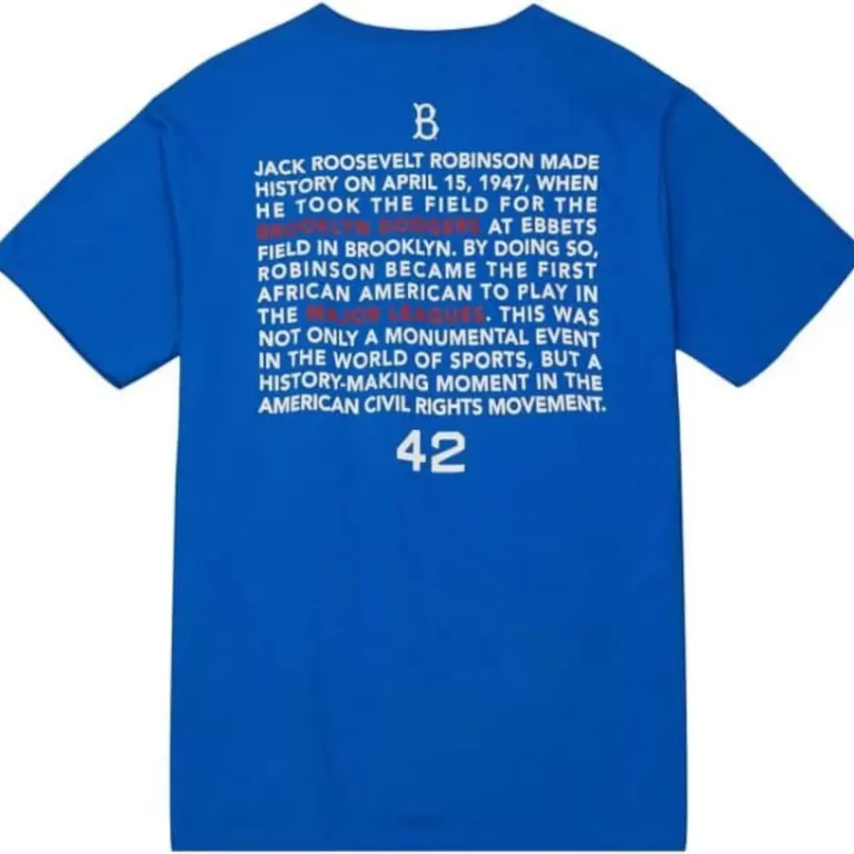Men Mitchell & Ness T-Shirts & Tops-Legend Portrait Tee Brooklyn Dodgers Jackie Robinson