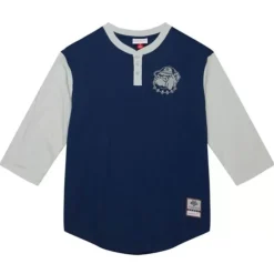 Men Mitchell & Ness T-Shirts & Tops-Legendary Slub Henley Georgetown University
