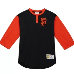 Men Mitchell & Ness T-Shirts & Tops-Legendary Slub Henley San Francisco Giants
