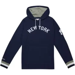 Men Mitchell & Ness T-Shirts & Tops-Legendary Slub Long Sleeve Hoodie New York Yankees