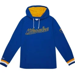 Men Mitchell & Ness T-Shirts & Tops-Legendary Slub Long Sleeve Hoodie Milwaukee Brewers