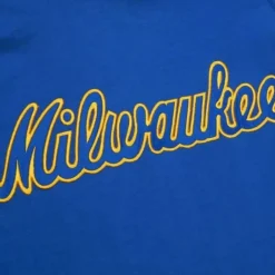 Men Mitchell & Ness T-Shirts & Tops-Legendary Slub Long Sleeve Hoodie Milwaukee Brewers