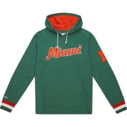 Men Mitchell & Ness T-Shirts & Tops-Legendary Slub Long Sleeve Hoodie University Of Miami