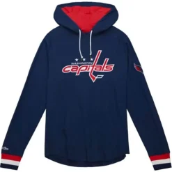 Men Mitchell & Ness Hoodies & Sweatshirts-Legendary Slub Long Sleeve Hoodie Washington Capitals