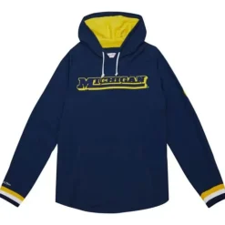 Men Mitchell & Ness T-Shirts & Tops-Legendary Slub Long Sleeve Hoodie University Of Michigan