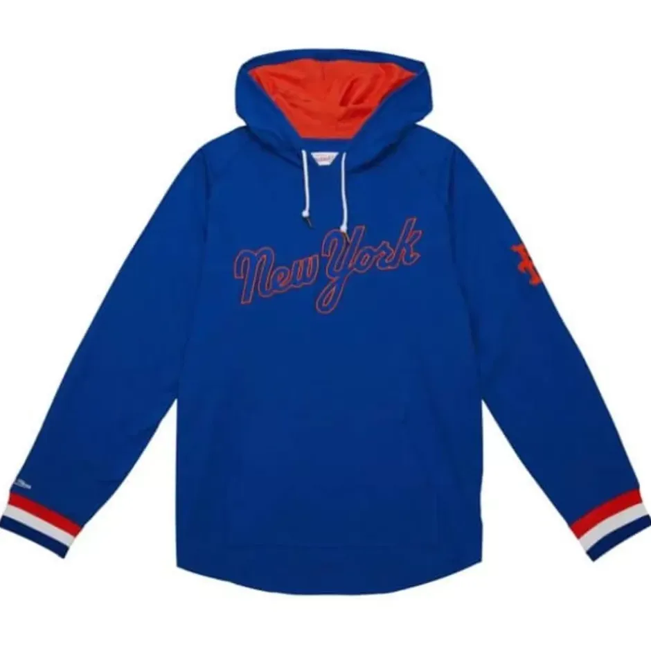 Men Mitchell & Ness T-Shirts & Tops-Legendary Slub Long Sleeve Hoodie New York Mets