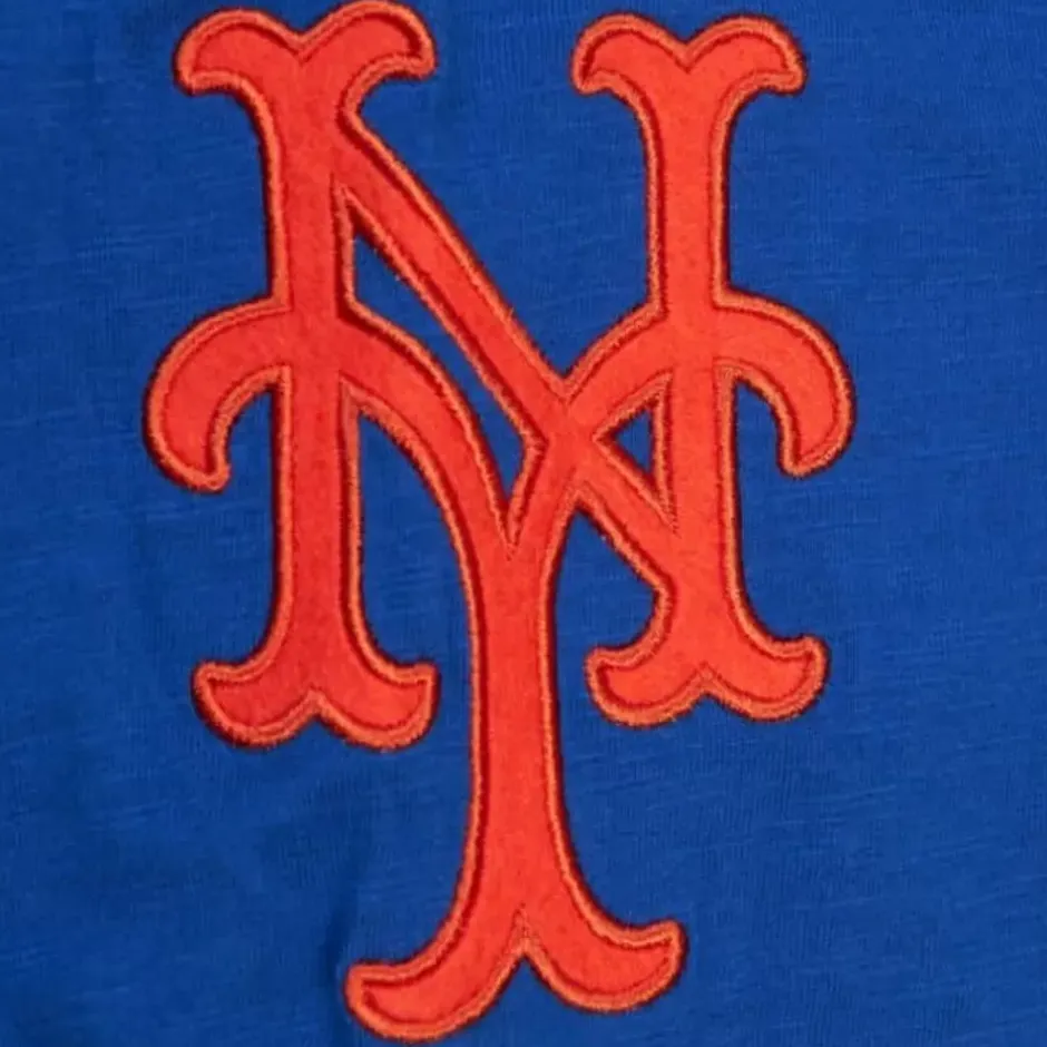 Men Mitchell & Ness T-Shirts & Tops-Legendary Slub Long Sleeve Hoodie New York Mets