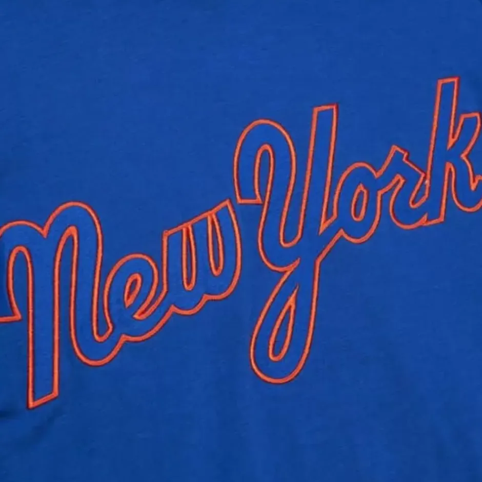 Men Mitchell & Ness T-Shirts & Tops-Legendary Slub Long Sleeve Hoodie New York Mets