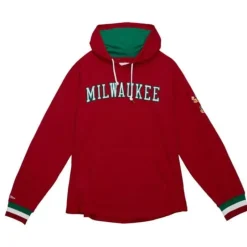 Men Mitchell & Ness T-Shirts & Tops-Legendary Slub Long Sleeve Hoodie Milwaukee Bucks
