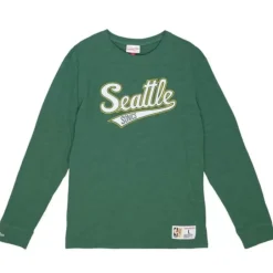Men Mitchell & Ness T-Shirts & Tops-Legendary Slub Longsleeve Seattle Supersonics