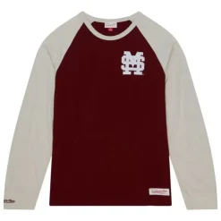 Men Mitchell & Ness T-Shirts & Tops-Legendary Slub Ls Tee Mississippi State University