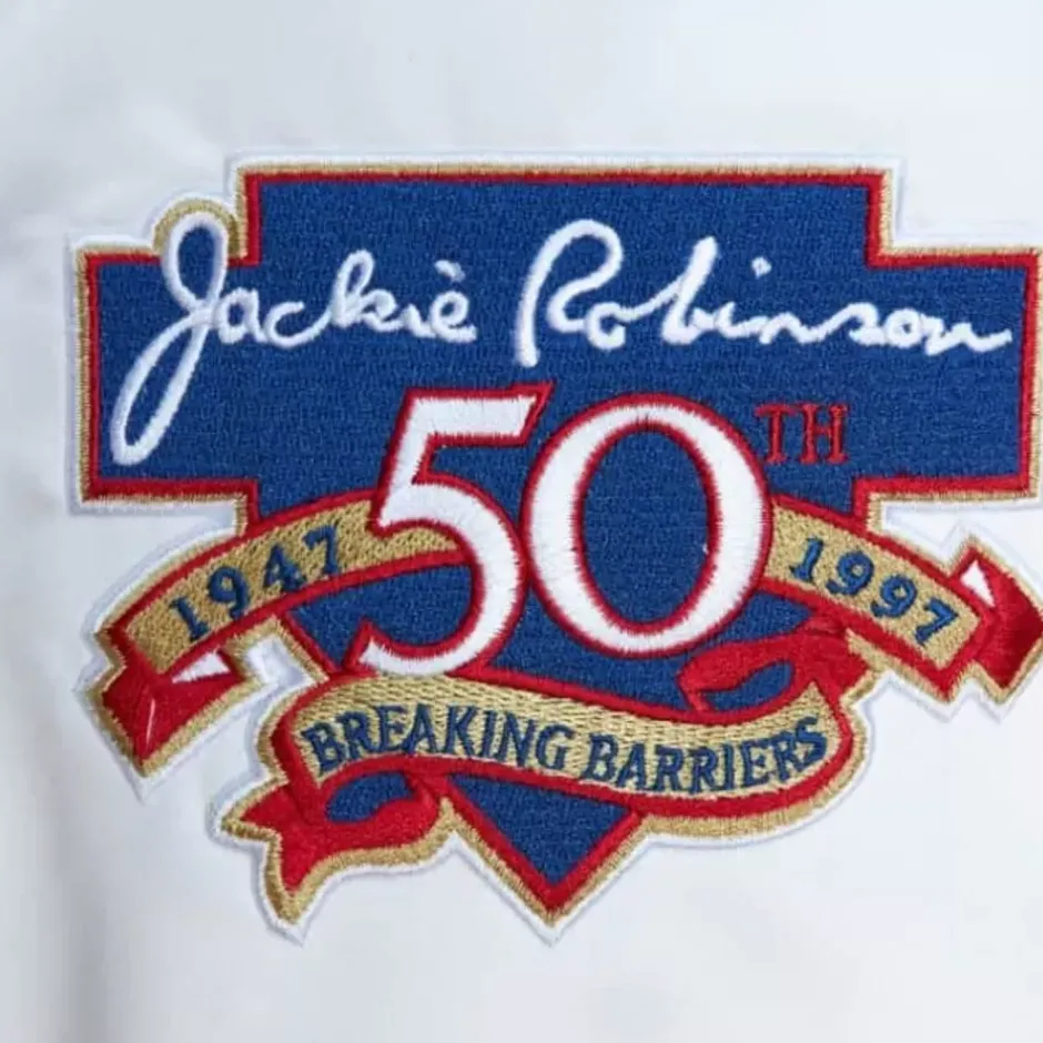 Men Mitchell & Ness Jackets & Outerwear-Legends Satin Jacket Brooklyn Dodgers Jackie Robinson