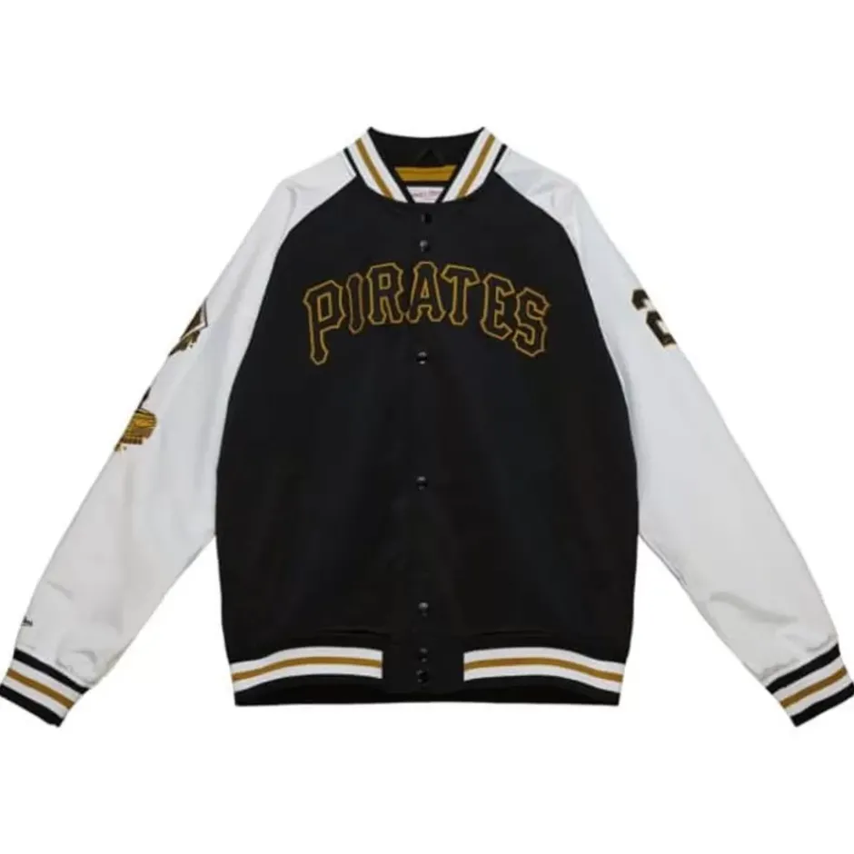 Men Mitchell & Ness Jackets & Outerwear-Legends Satin Jacket Pittsburgh Pirates Roberto Clemente