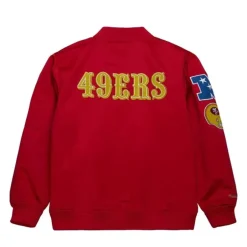 Men Mitchell & Ness Jackets & Outerwear-Lightweight Satin Bomber Vintage Logo San Francisco 49Ers