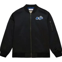Men Mitchell & Ness Jackets & Outerwear-Lightweight Satin Bomber Vintage Logo Orlando Magic