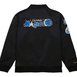 Men Mitchell & Ness Jackets & Outerwear-Lightweight Satin Bomber Vintage Logo Orlando Magic
