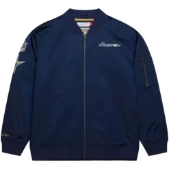 Men Mitchell & Ness Jackets & Outerwear-Lightweight Satin Bomber Vintage Logo Houston Astros