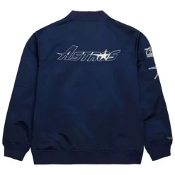 Men Mitchell & Ness Jackets & Outerwear-Lightweight Satin Bomber Vintage Logo Houston Astros