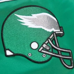 Men Mitchell & Ness Jackets & Outerwear-Lightweight Satin Bomber Vintage Logo Philadelphia Eagles
