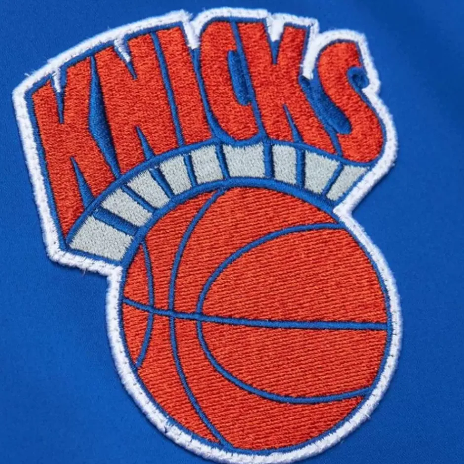 Men Mitchell & Ness Jackets & Outerwear-Lightweight Satin Bomber Vintage Logo New York Knicks
