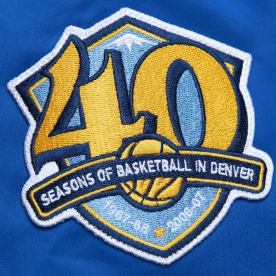 Men Mitchell & Ness Jackets & Outerwear-Lightweight Satin Bomber Vintage Logo Denver Nuggets