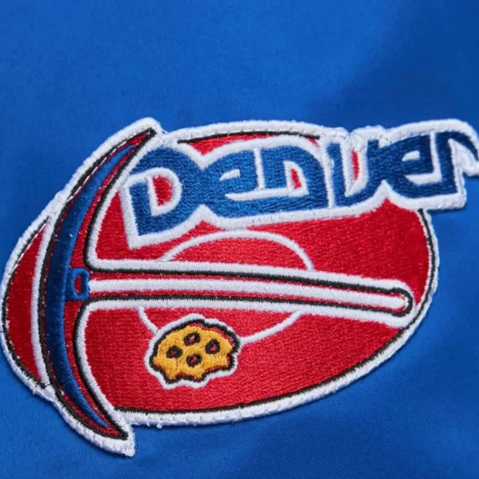 Men Mitchell & Ness Jackets & Outerwear-Lightweight Satin Bomber Vintage Logo Denver Nuggets