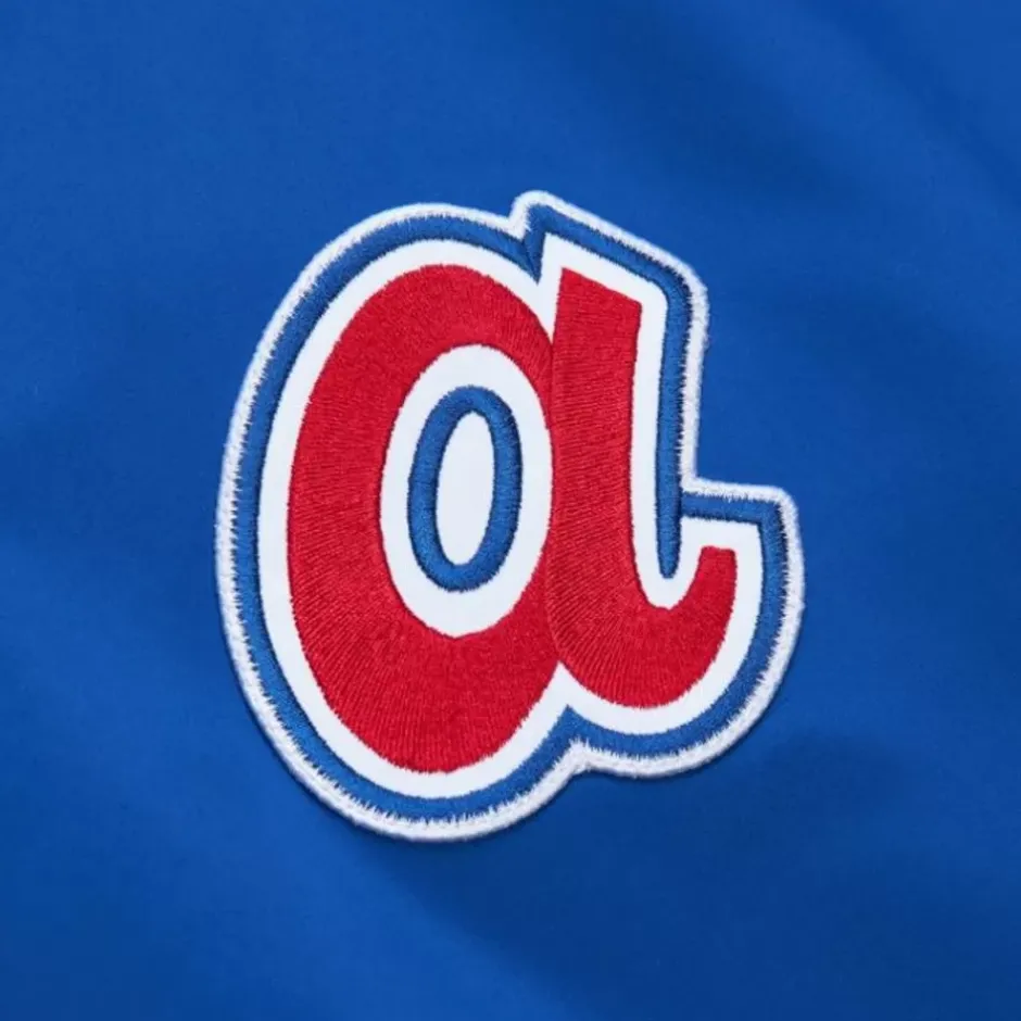Men Mitchell & Ness Jackets & Outerwear-Lightweight Satin Bomber Vintage Logo Atlanta Braves
