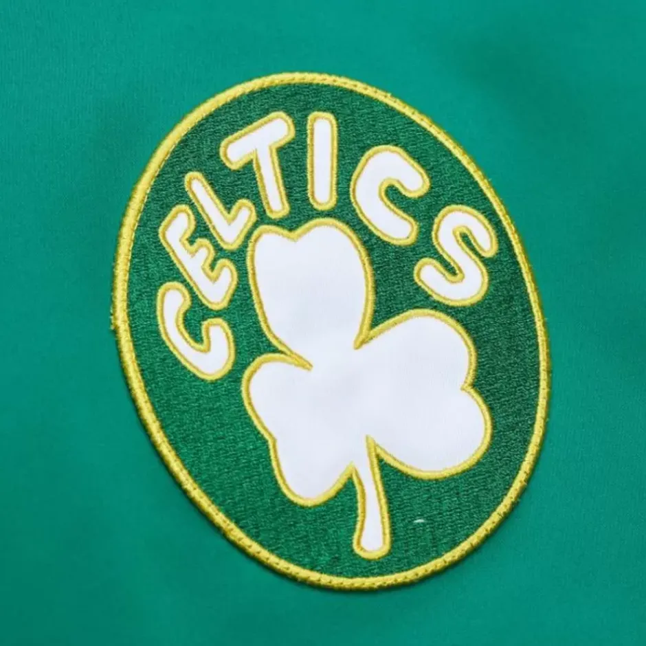 Men Mitchell & Ness Jackets & Outerwear-Lightweight Satin Bomber Vintage Logo Boston Celtics
