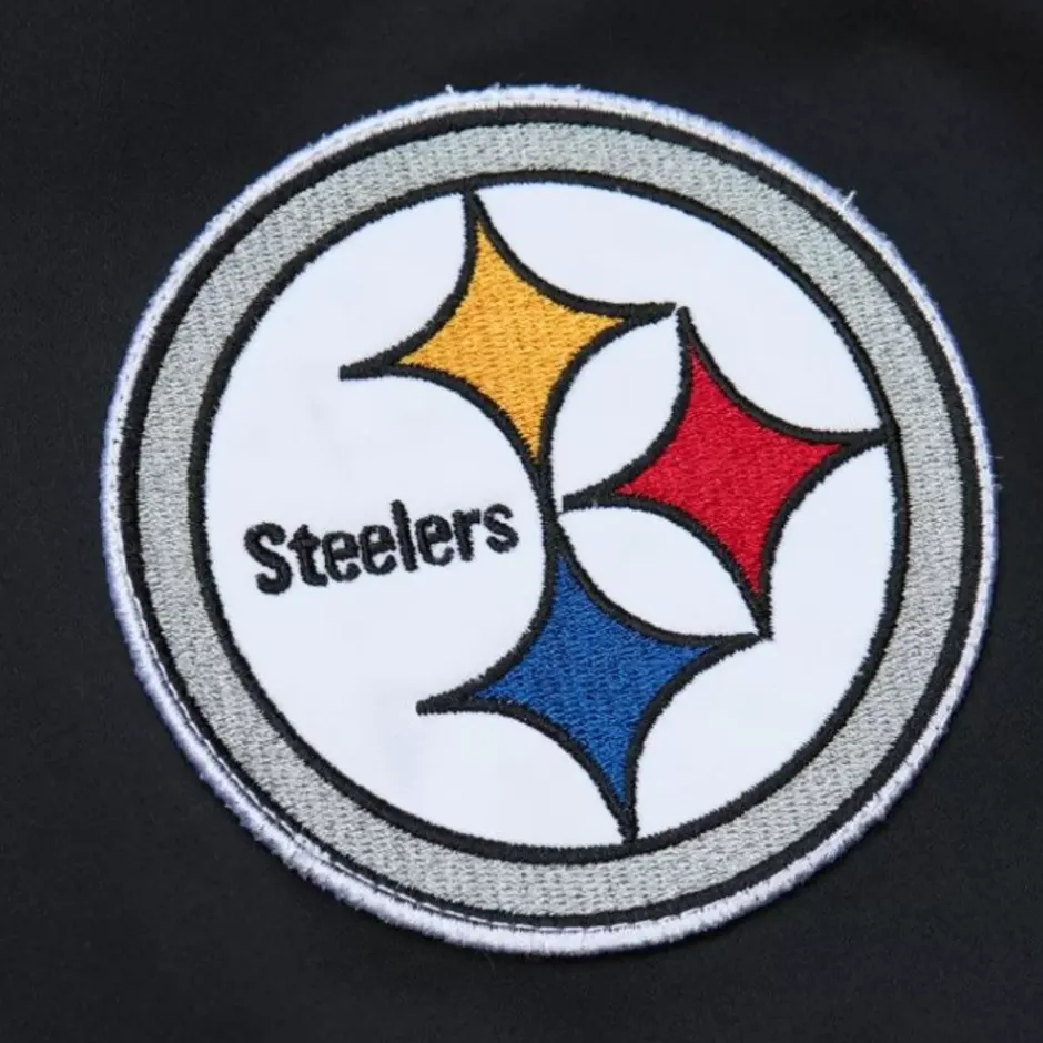Men Mitchell & Ness Jackets & Outerwear-Lightweight Satin Bomber Vintage Logo Pittsburgh Steelers