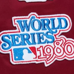 Men Mitchell & Ness Jackets & Outerwear-Lightweight Satin Bomber Vintage Logo Philadelphia Phillies