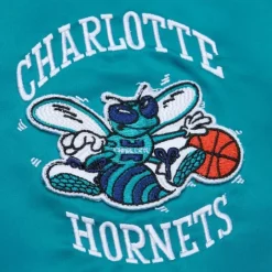 Men Mitchell & Ness Jackets & Outerwear-Lightweight Satin Bomber Vintage Logo Charlotte Hornets