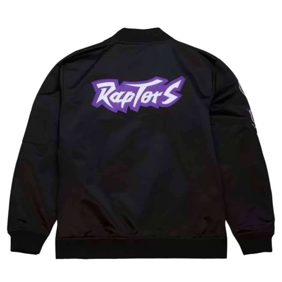 Men Mitchell & Ness Jackets & Outerwear-Lightweight Satin Bomber Vintage Logo Toronto Raptors
