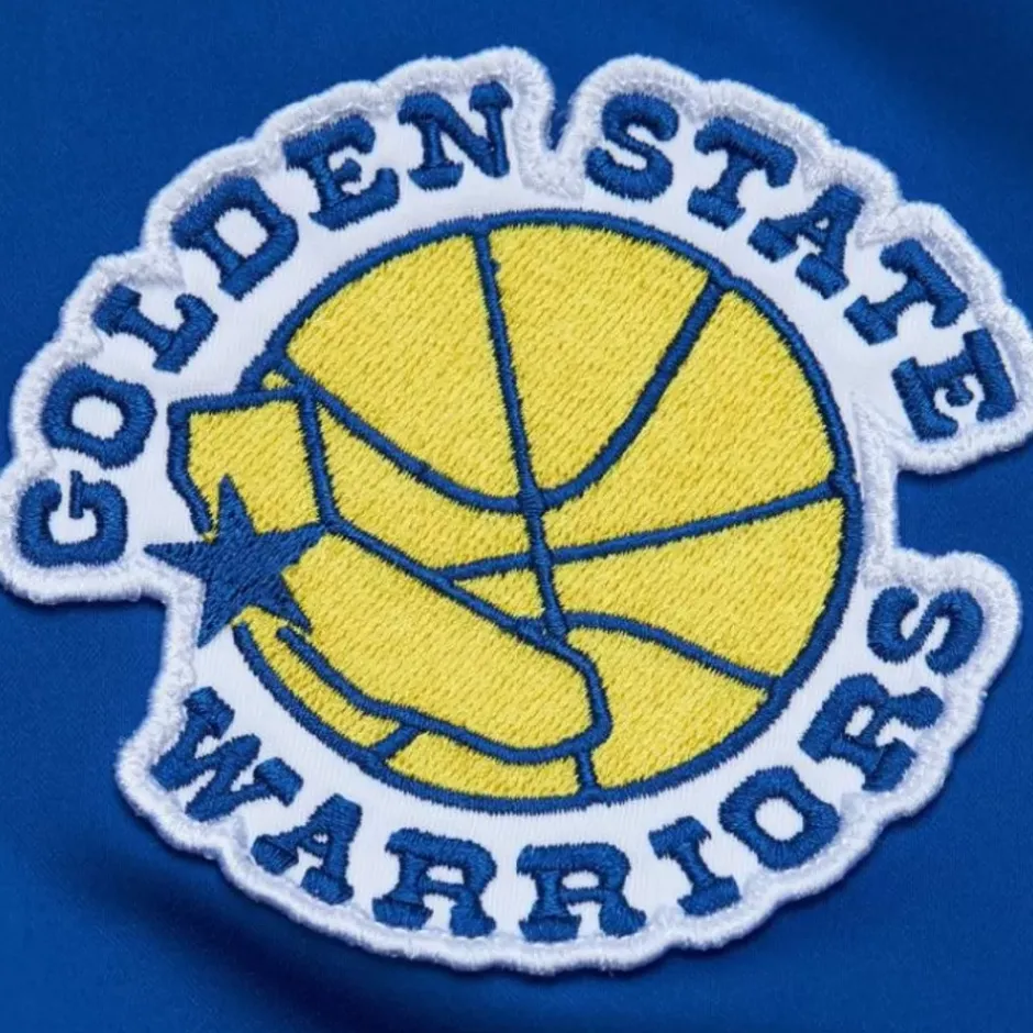 Men Mitchell & Ness Jackets & Outerwear-Lightweight Satin Bomber Vintage Logo Golden State Warriors