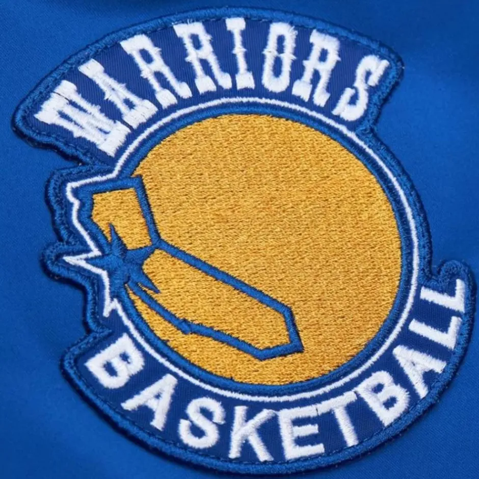Men Mitchell & Ness Jackets & Outerwear-Lightweight Satin Bomber Vintage Logo Golden State Warriors