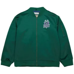 Men Mitchell & Ness Jackets & Outerwear-Lightweight Satin Bomber Vintage Logo Milwaukee Bucks