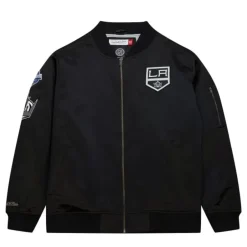 Men Mitchell & Ness Jackets & Outerwear-Lightweight Satin Bomber Current Logo Los Angeles Kings