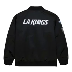Men Mitchell & Ness Jackets & Outerwear-Lightweight Satin Bomber Current Logo Los Angeles Kings