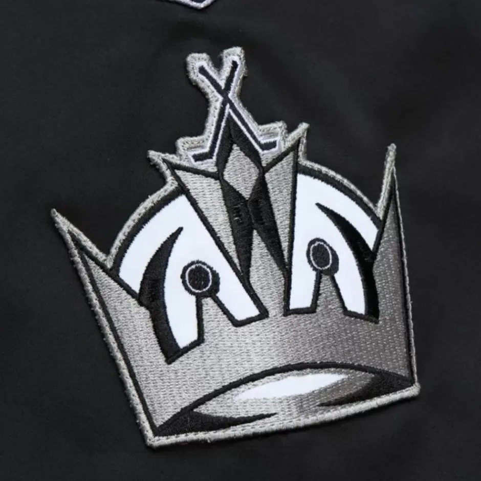 Men Mitchell & Ness Jackets & Outerwear-Lightweight Satin Bomber Current Logo Los Angeles Kings