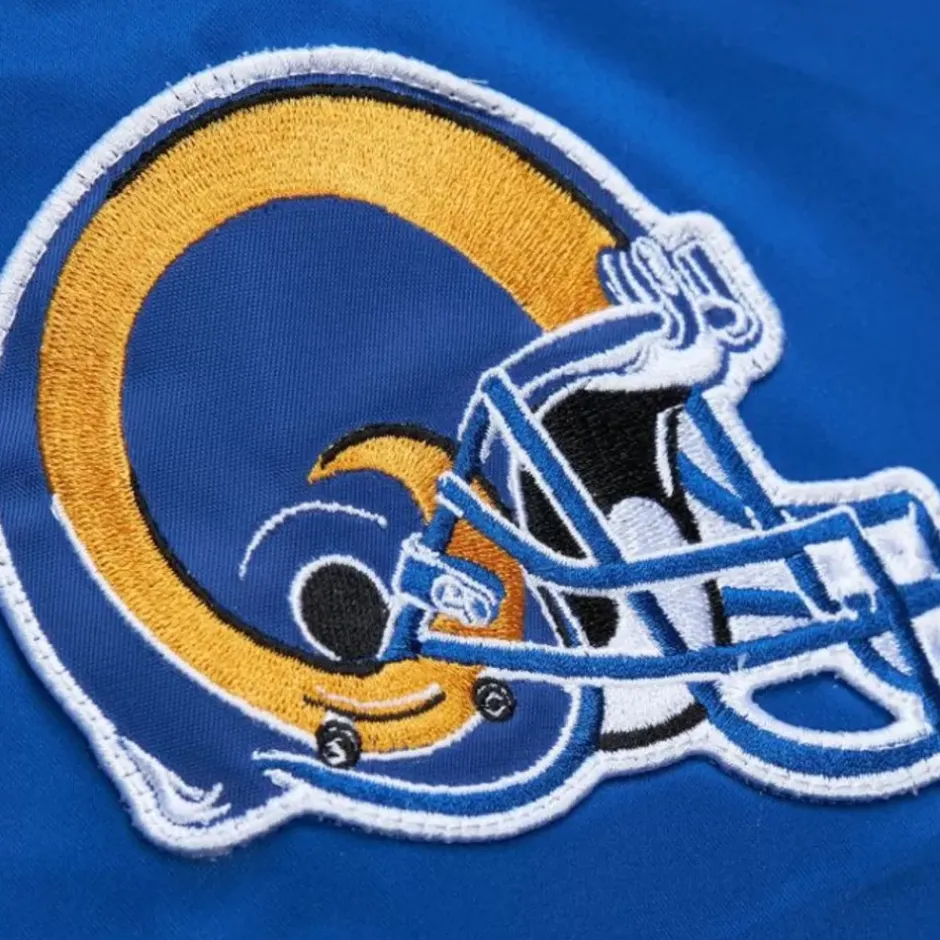 Men Mitchell & Ness Jackets & Outerwear-Lightweight Satin Bomber Vintage Logo Los Angeles Rams