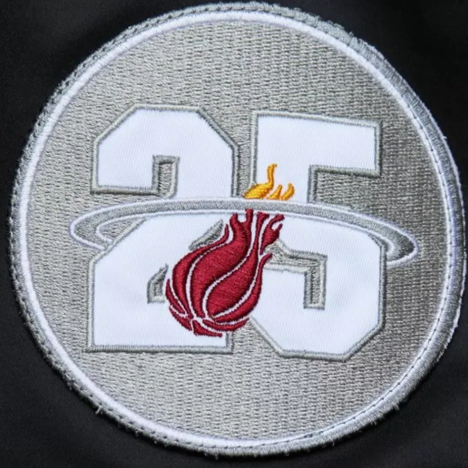 Men Mitchell & Ness Jackets & Outerwear-Lightweight Satin Bomber Vintage Logo Miami Heat