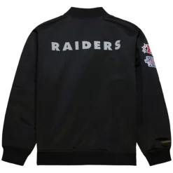 Men Mitchell & Ness Jackets & Outerwear-Lightweight Satin Bomber Vintage Logo Oakland Raiders